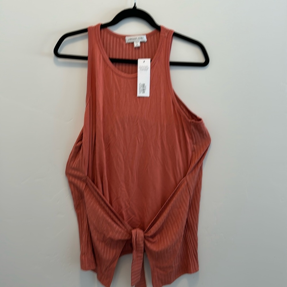 Celeste Tie front tank top with ribbed back